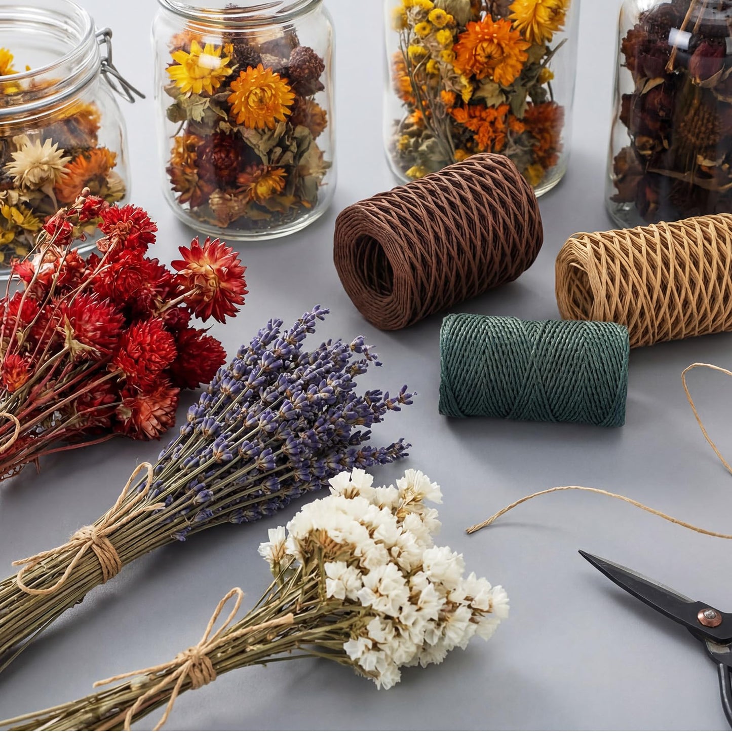 Threlaco 3 Roll 164 Feet Floral Wire Rustic Vine Bind Wire for Wreath Making, Flower Bouquets, DIY Craft, Gift Wrapping, and Wedding Decor(Brown, Green, Khaki,0.04, 0.06, 0.08 Inch)