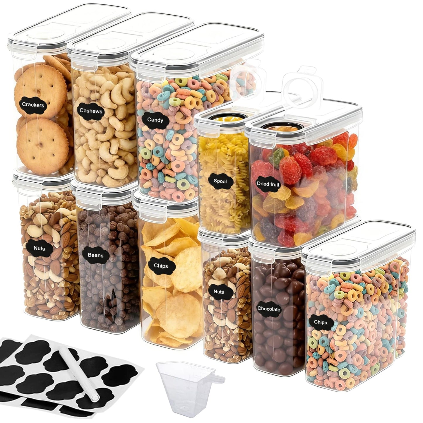 SHIMYUE 11 Pack Cereal Containers Storage Set (4L, 2.5L), Cereal Storage Containers with Pour Lids, Cereal Dispenser Pantry Organization Canister for Rice, Flour, Spaghetti, Oats,BPA Free, Leak Proof