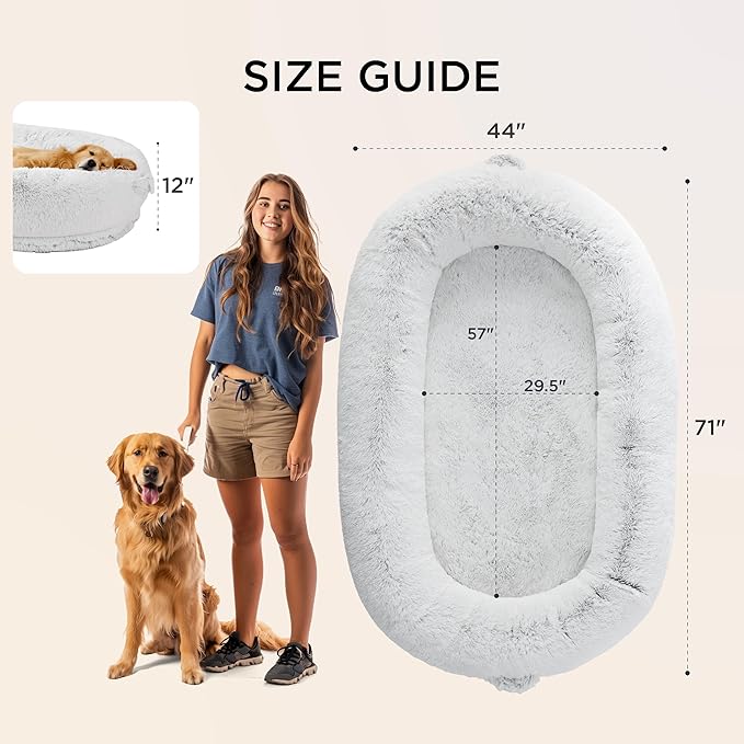 Bedsure Human Dog Bed for Adult, Plush Giant Calming Nest Bed Orthopedic