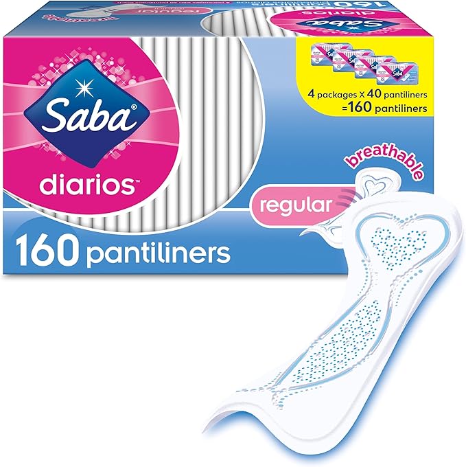 Saba Diarios Regular Pantiliners | All Day Freshness & Comfort Panty Liners for Women | Feminine Care Designed for All Body Sizes | Care Free Rapid Absorption | 160 Pantiliners (4 Packages, 40