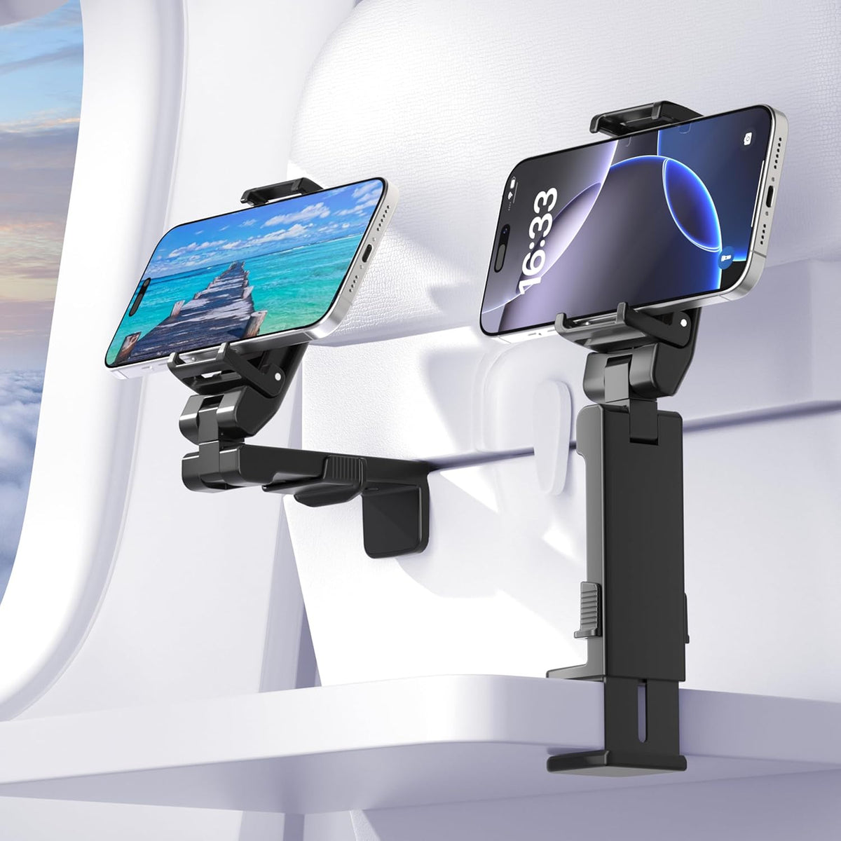 Perilogics 2025 Upgraded Travel Essentials Must Haves Airplane Phone Holder Mount. Improved Ergonomic Lever, Perfect for Long Flight, Cruise, Desk, Travel Gift for Content Creator