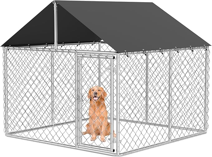 Moonlight Manor Outdoor Dog Enclosure Heavy Duty Dog Kennel House Mesh Dog Big Cage Pet Kennel Steel Fence with Secure Lock
