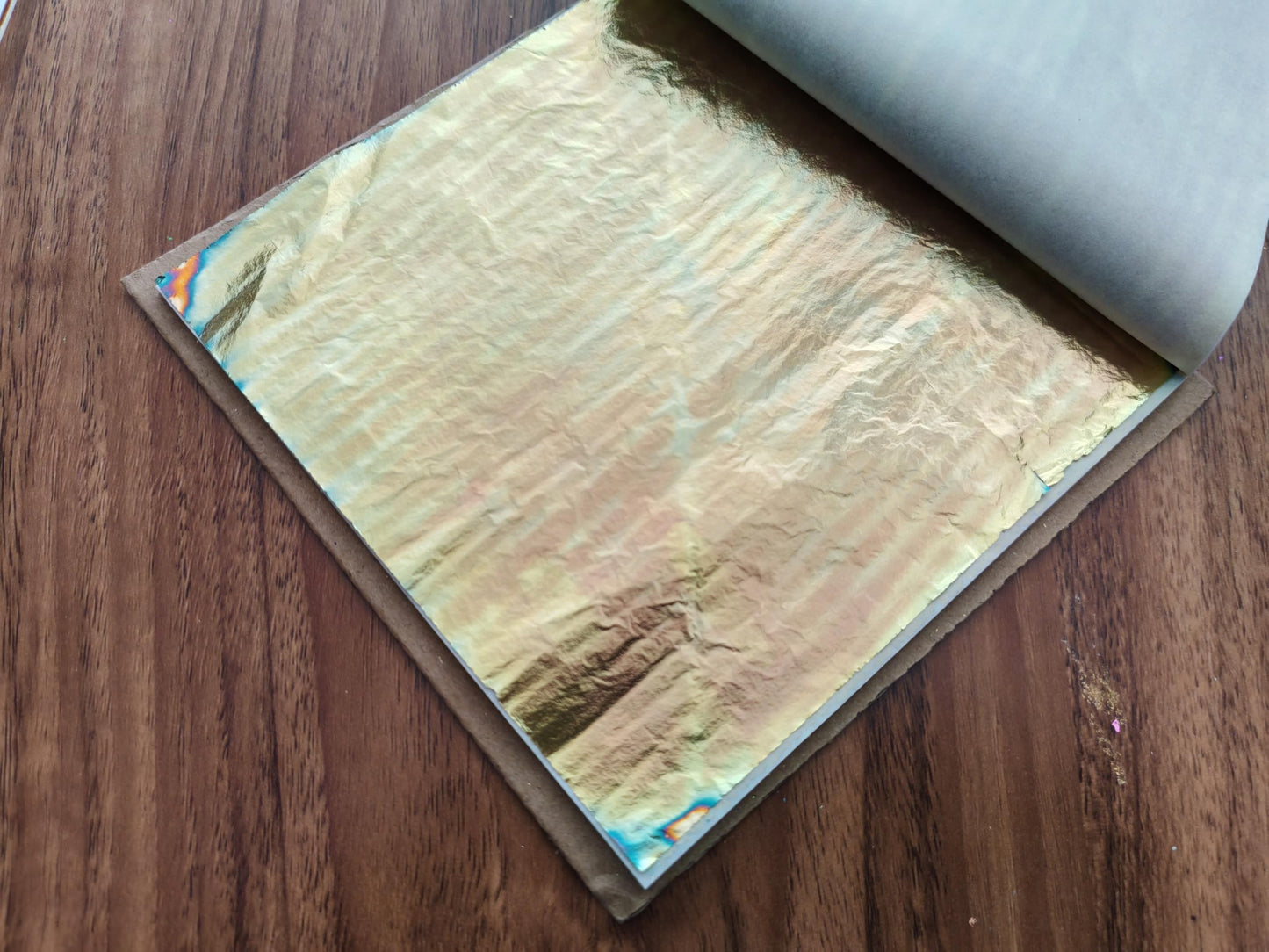 JINRUISI Variegated Gold Foil Leaf 50 Sheets Booklet Colorful Imitation Gold Leaf Gilding Craft Decoration Art (Autumn Harvest)