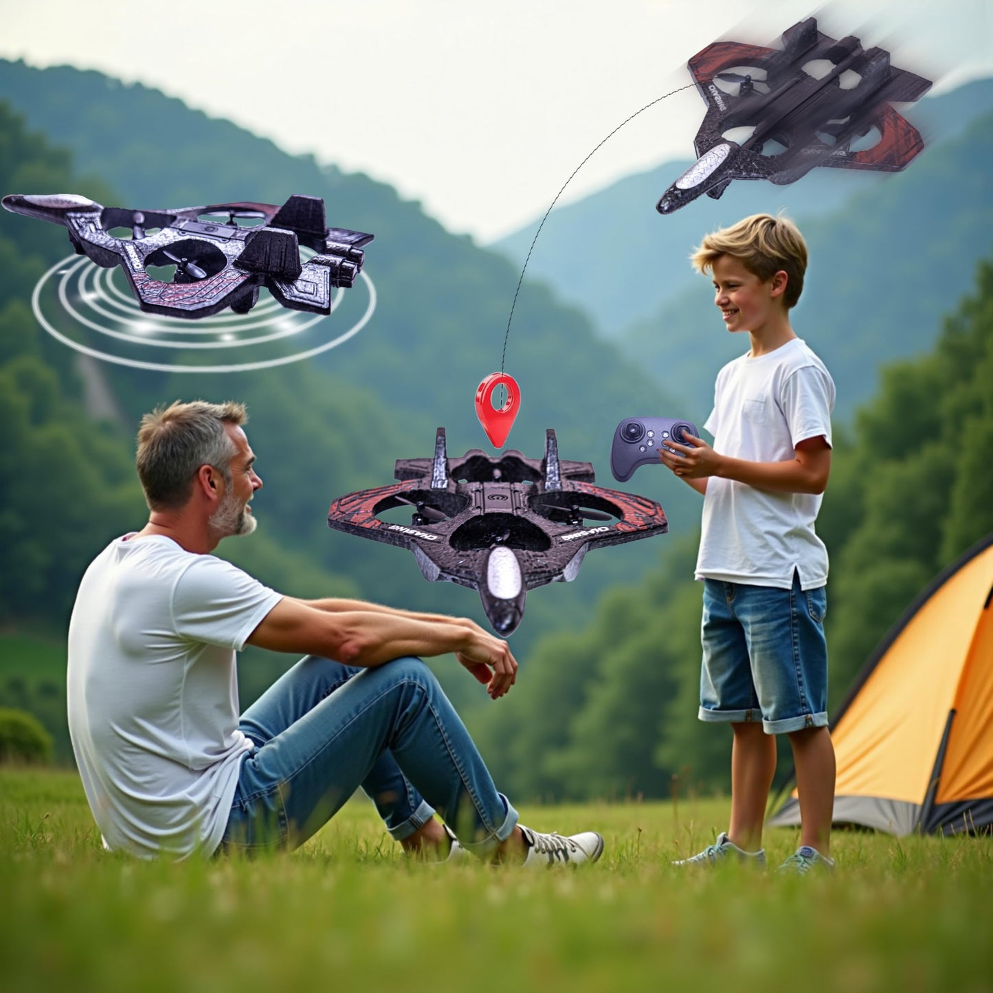 LIHBCAIYI Foam RC Airplane,Remote Control Planes with LED Lights Fighter Jet for Night Flights Outdoor 360° Flip & Spin Stunt Drone Toy for Beginner Adults