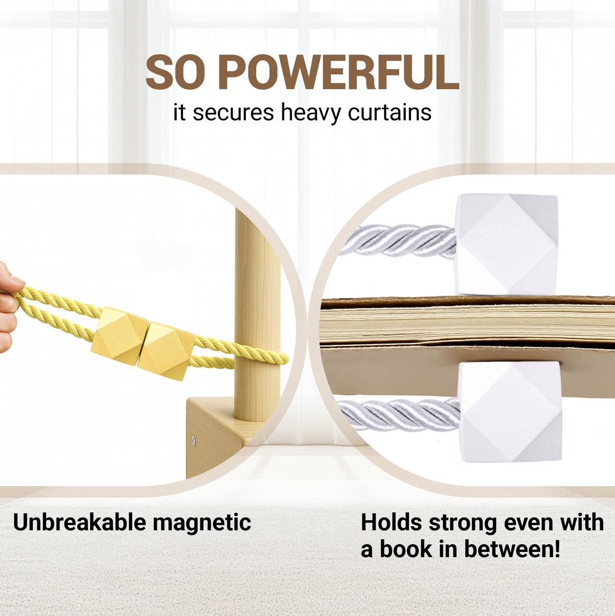 Magnetic Curtain Tiebacks Golden 6pcs (6 Count)