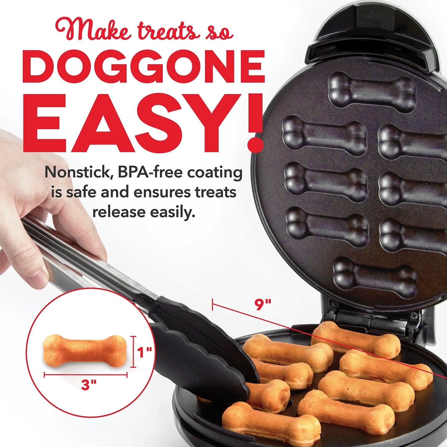 Dash Express Dog Treat Maker - DIY Bone-Shaped Treats - Personalized Dog Gifts - Easy to Clean - 8 Bones, White