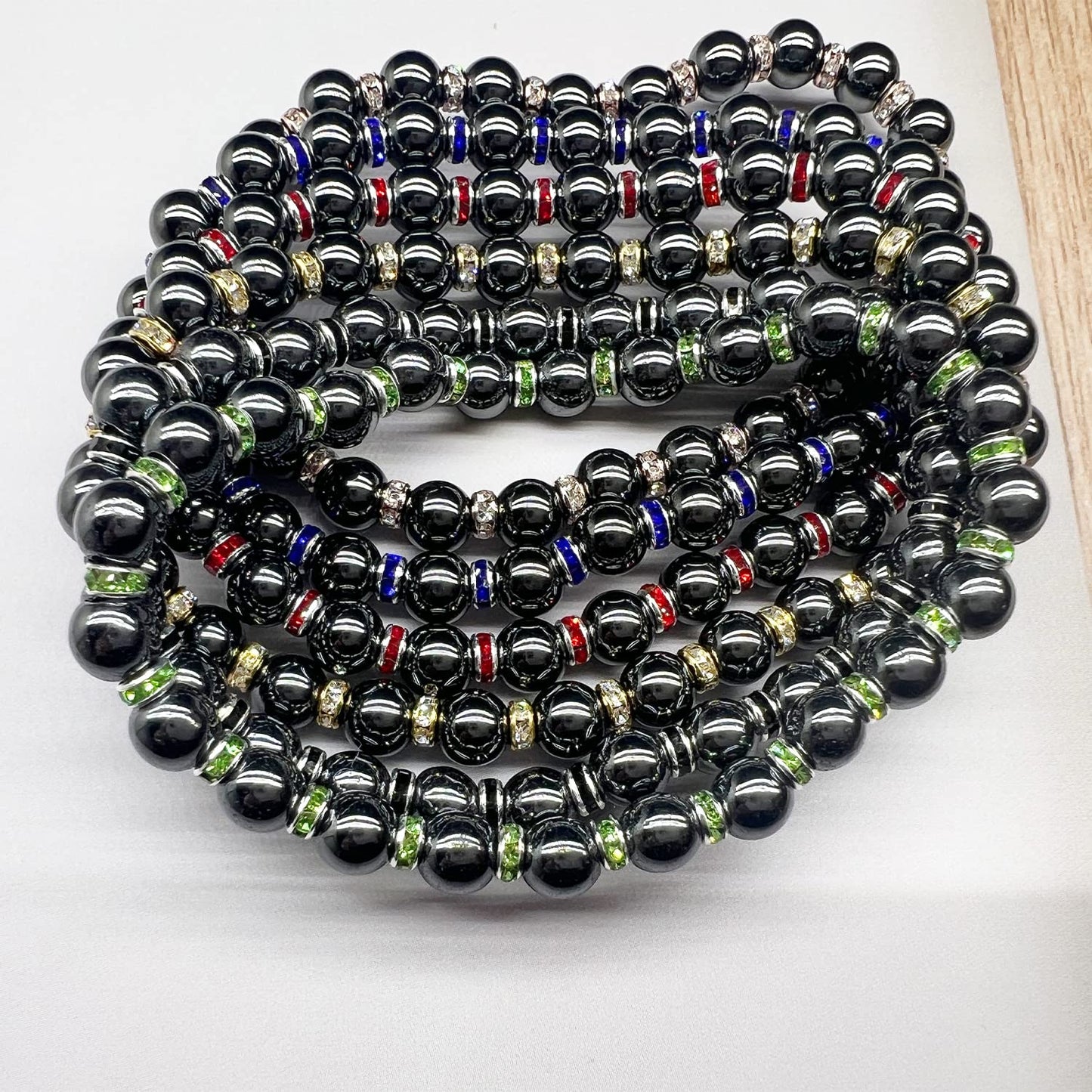 Apocalyptic-K Women's Magnetic Bracelet，Hematite Bracelets，Magnetic Bracelets With Zirconia,Handmade Stretch Bracelet，Eliminates static electricity. (Rose Gold Zirconia,6MM)