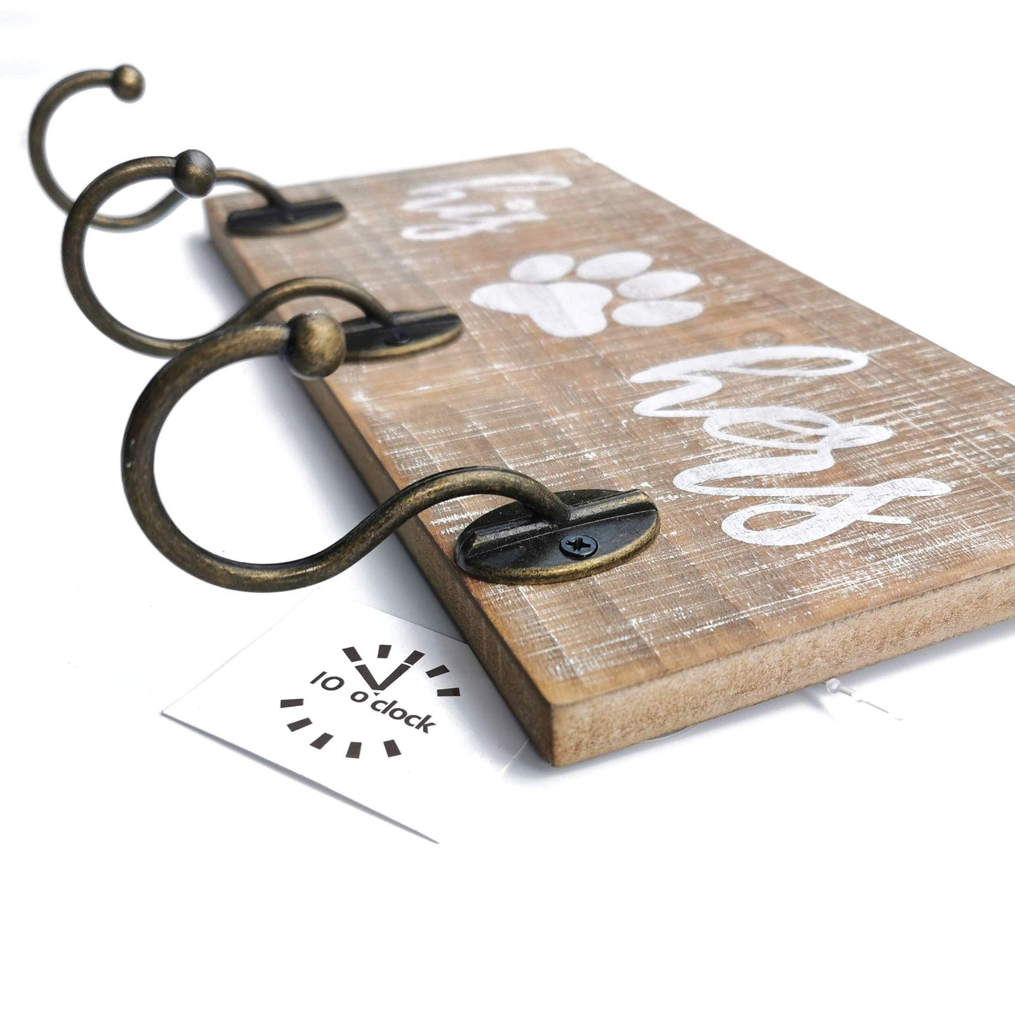 10 o'clock His Her Dog Hanger Unique Key Holder and Leash Hanger with 3 Hooks for Wall | Rustic Decor for Entryway | Cute Housewarming Gift for Dog Lovers 10"x5"