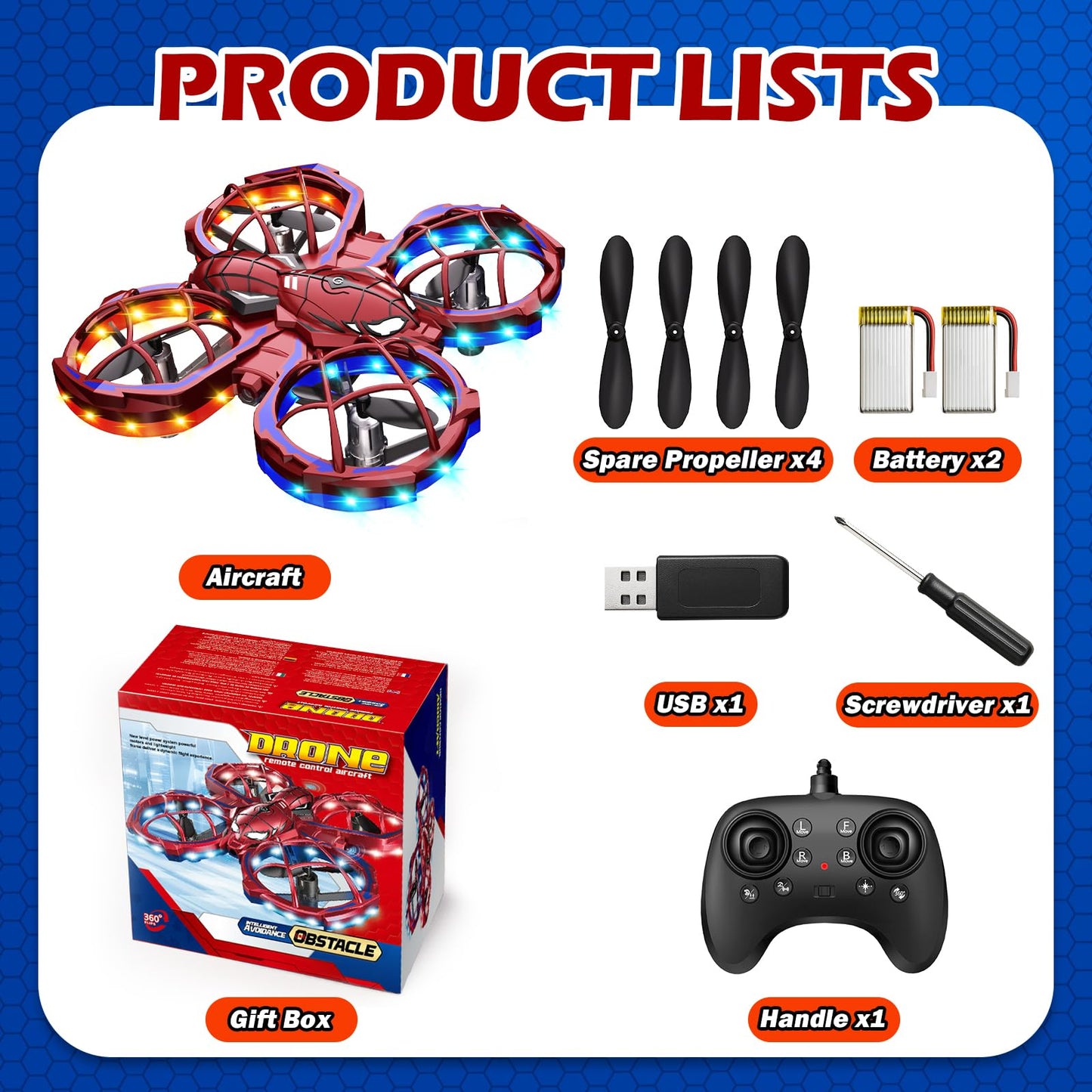 Spider Mini Drone for Kids, RC drone with LED Lights, Indoor & Outdoor Flying Toy for 8-12 Years Old Boys, 3 Speeds Mode, 360° Flips, Auto Hovering, Headless Mode, Easter Birthday Gifts for kids