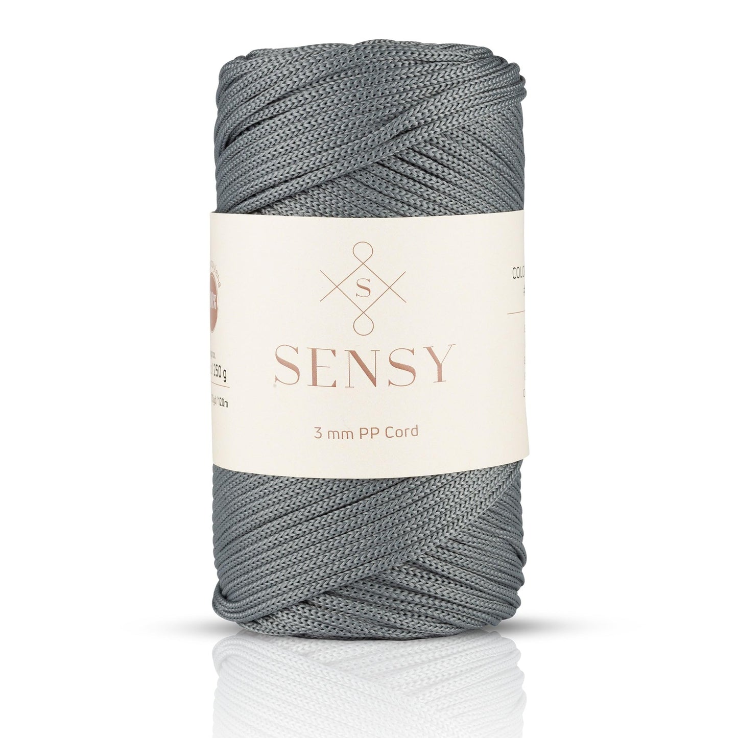Sensy Premium 3mm 131 Yards Polyester Rope 100% Polypropylene Cord Macrame Cord 3mm Crochet Bag Cord Macrame Rope Crochet Thread Gift for Knitter (Grey)