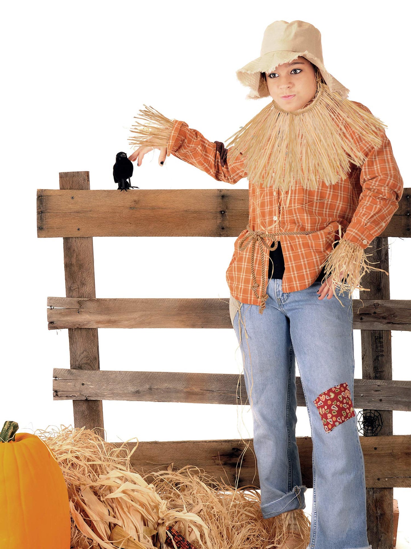 Jetec 7 Pieces Scarecrow Straw Kit 5 Raffia Material Scarecrow Costume Accessories Decoration Raffia Neck Arm and Ankle Ties and 2 Cotton Cord Ties for Party Accessory Halloween Decoration