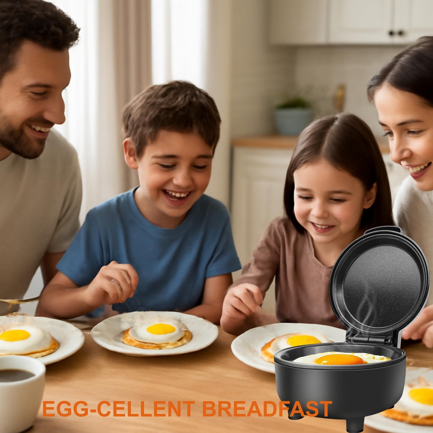 Hyvance Smart Fried Egg Cooker, Automatic Fried Egg Maker for 6 Features like Sunny Side Up, Over Easy, Fully Cooked & More. Auto Power Off, Alarm, Round Shape, Non Stick Coating (Black)