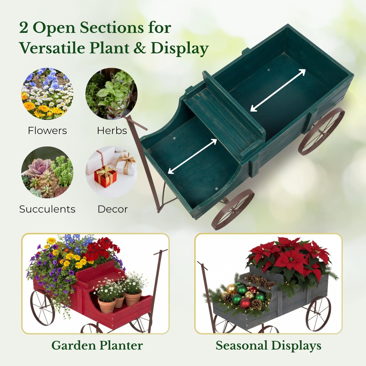 Shine Company 4942GR Wagon Planter, Large, Green