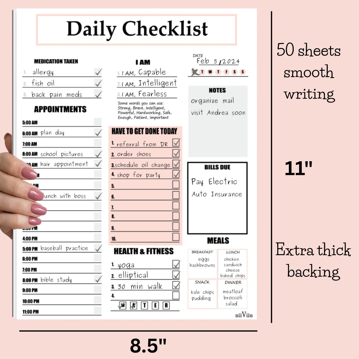 ADHD Planner for Adults & Women - 2026 Productivity Planner & Daily To Do List & Task Notepad, Neurodivergent Tools for Adults, Undated Full Focus Organization Pad with 50 Tear-Off Sheets, 8.5 x 11 Inch