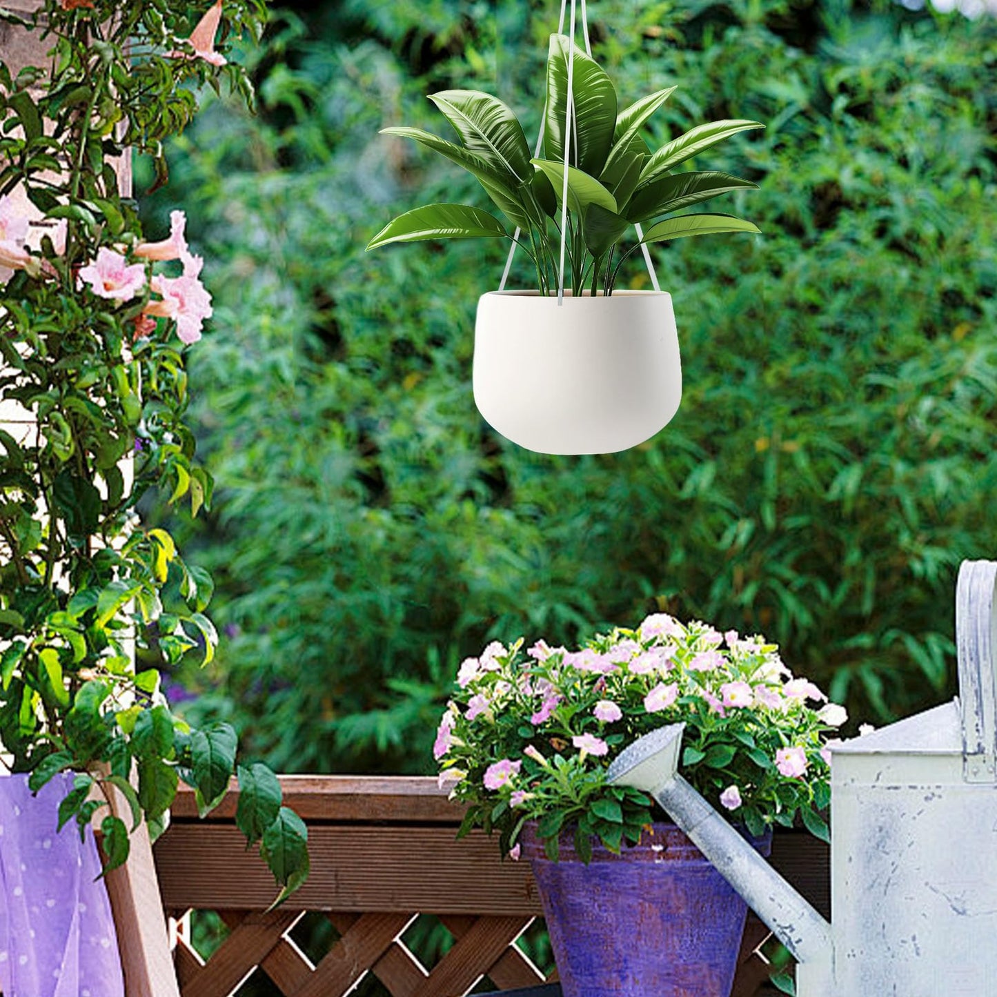 DECHOUS 30pcs Plastic Plant Baskets Hanging Hooks - 3 Size Flower Plant Pot Hanger for Indoor Outdoor Garden Planter Hanging, White