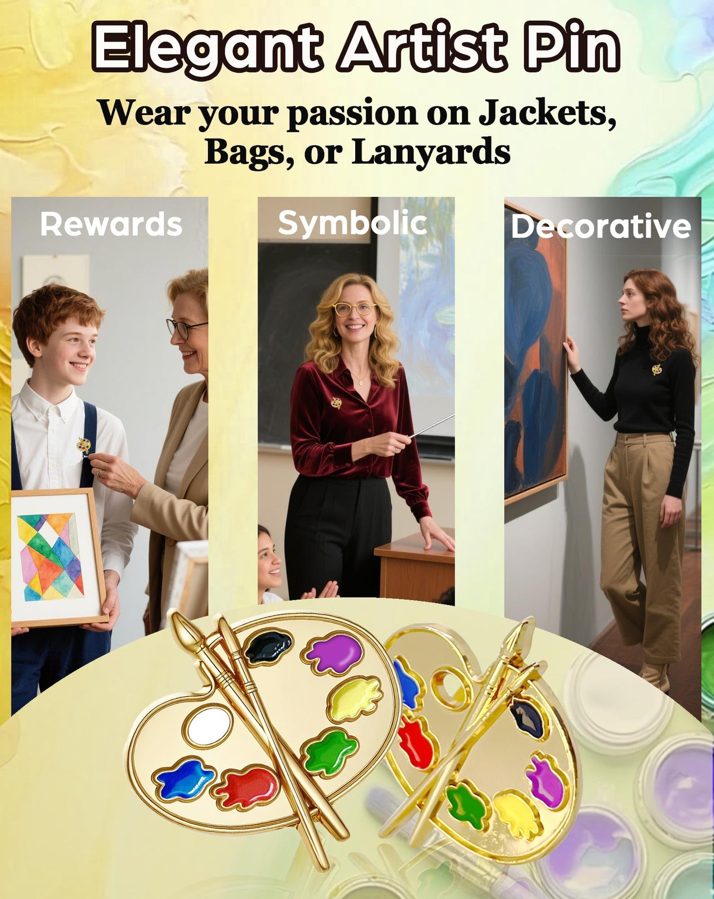24 PCS Enamel Pin Bulk - Art Supplies, Enamel Pin Making Kit, Lapel Pins for Art Lovers, Classmates, Teachers & Graduation Gifts