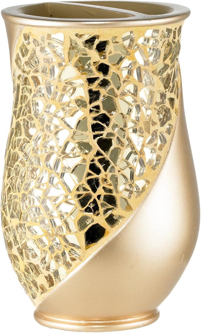 Zahari Home Sinatra Bath Tooth Brush Holder Modern Tooth Brush and Toothpaste Holder, Champagne