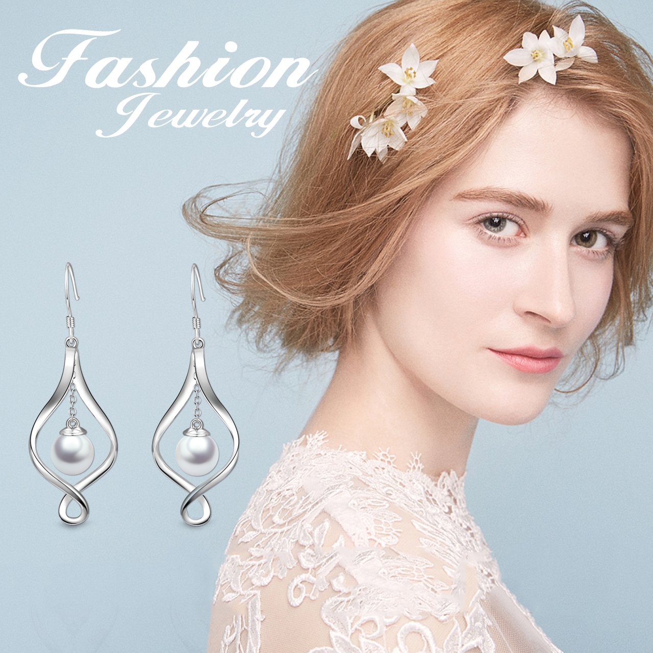 Pearl Earrings Gifts for Women Her Sterling Silver Infinity Love Celtic Knot Dangle Earrings Jewelry