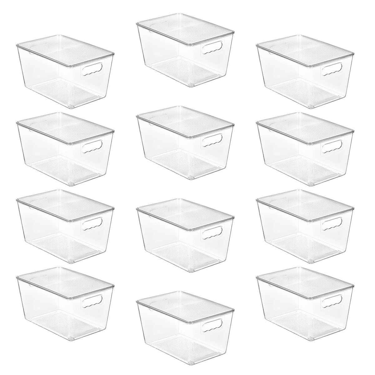 12 Pack Clear Stackable Storage Bins with Lids and Handles (12 Count)