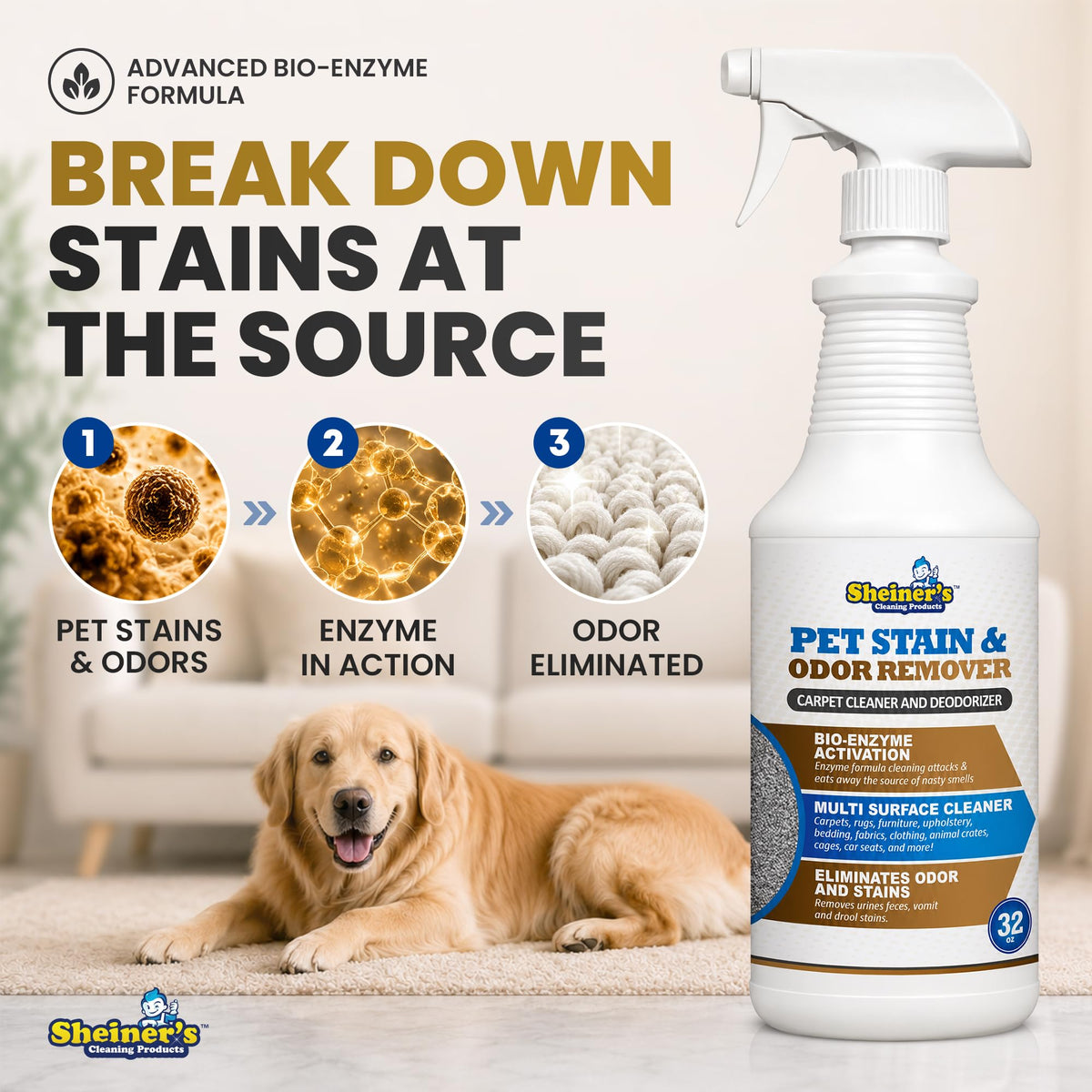 Pet Stain Remover & Pet Odor Eliminator (32 Fl Oz)