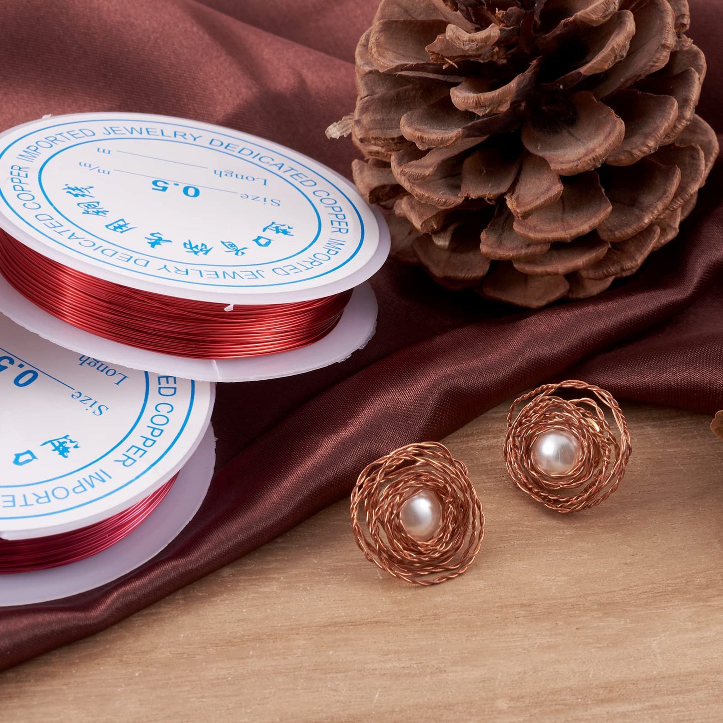 Pandahall 10Rolls Gauge 24 Copper Wire Jewelry Beading Craft Wrapping Making Mixed Color 0.5mm 9m/roll