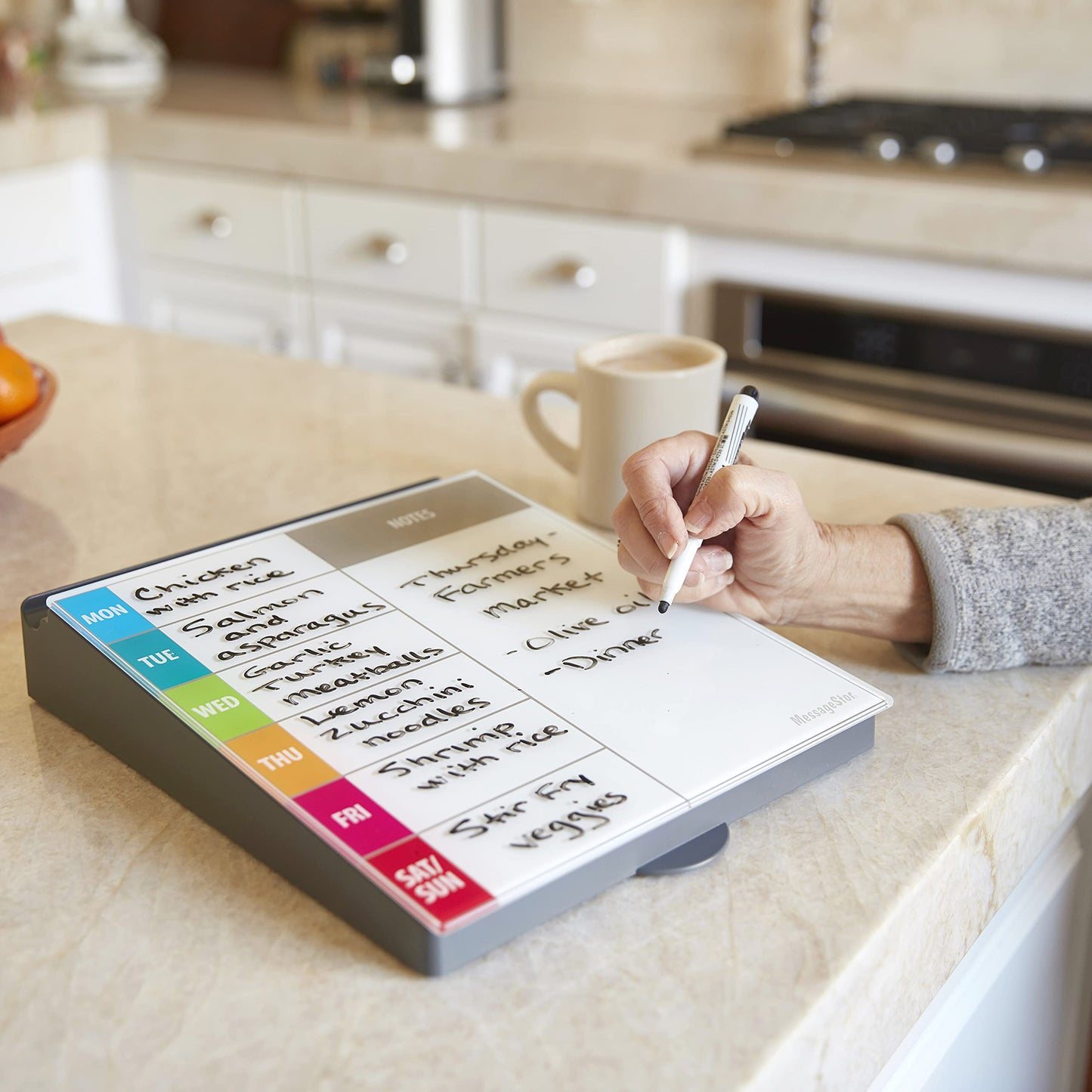 ECR4Kids MessageStor Dry-Erase Glass Board Memo Station, Desk Organizer, Assorted