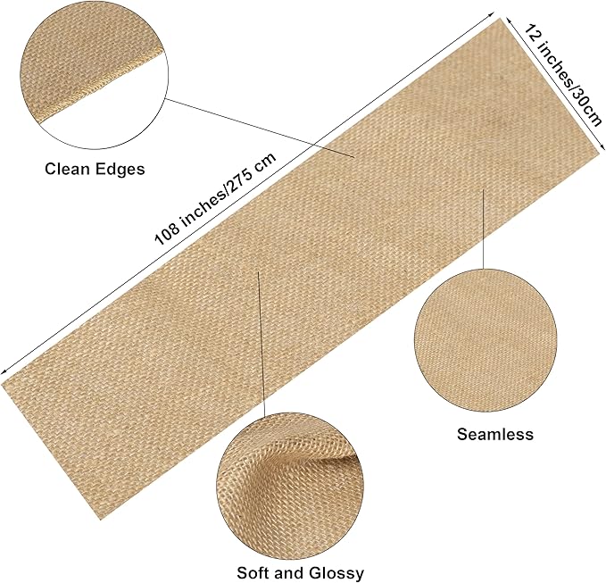 6 Pack Natural Burlap Table Runners (12 x 108 Inch) | Rustic Jute Table Runners for Wedding, Farmhouse, Thanksgiving, Coffee Table Decor Cover, Fall Décor & Parties
