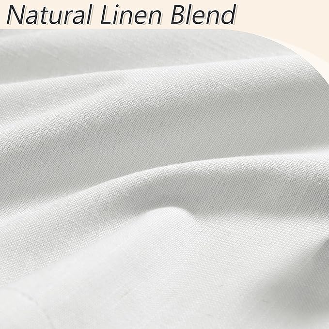 Guken White 100% Blackout Linen Curtains 108 Inch Length 2 Panels Set for Living Room Bedroom Back Tab Thermal Insulated Black Out Drapes Room Darkening Farmhouse Window Curtains 52x108