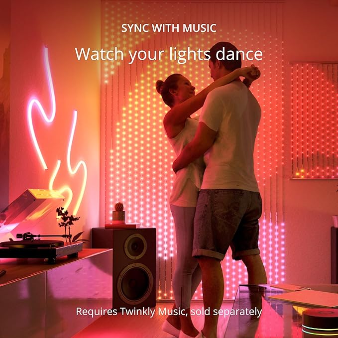 Twinkly Dots String Lights App-Controlled Flexible LED Color Changing String Lights, 60 RGB (16 Mil. Colors). 200 LED / 33 Ft Black Wire. USB-Powered Indoor Smart Home Lighting Decoration