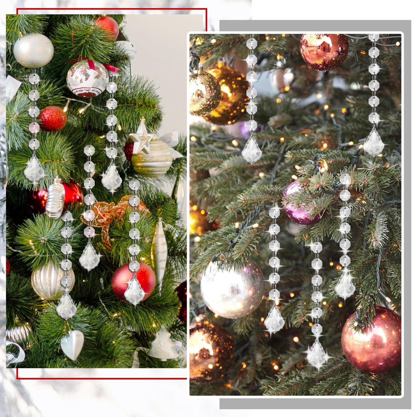 100 Pcs Clear Acrylic Crystal Ornament Beads Hanging Glass Crystals Clear Acrylic Prisms Pendant Ornaments for Centerpieces, Chandelier, Wedding Decor