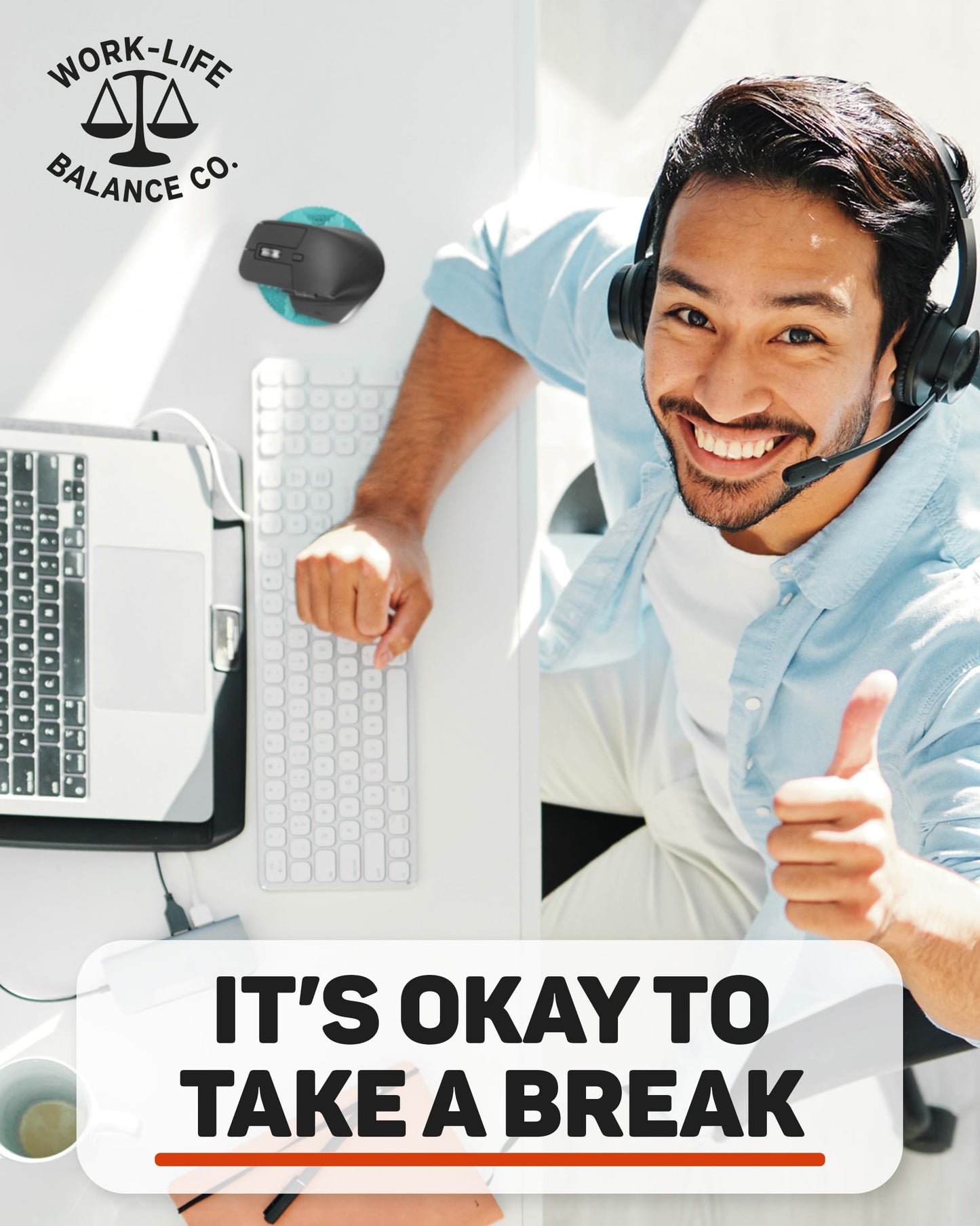 Work-Life Balance Compact Mechanical Mouse Jiggler - Undetectable Device to Keep Mouse Moving and Computer Awake, Cordless Wireless Mover for Remote Work Essentials & WFH, Automatic Wiggler - Aqua