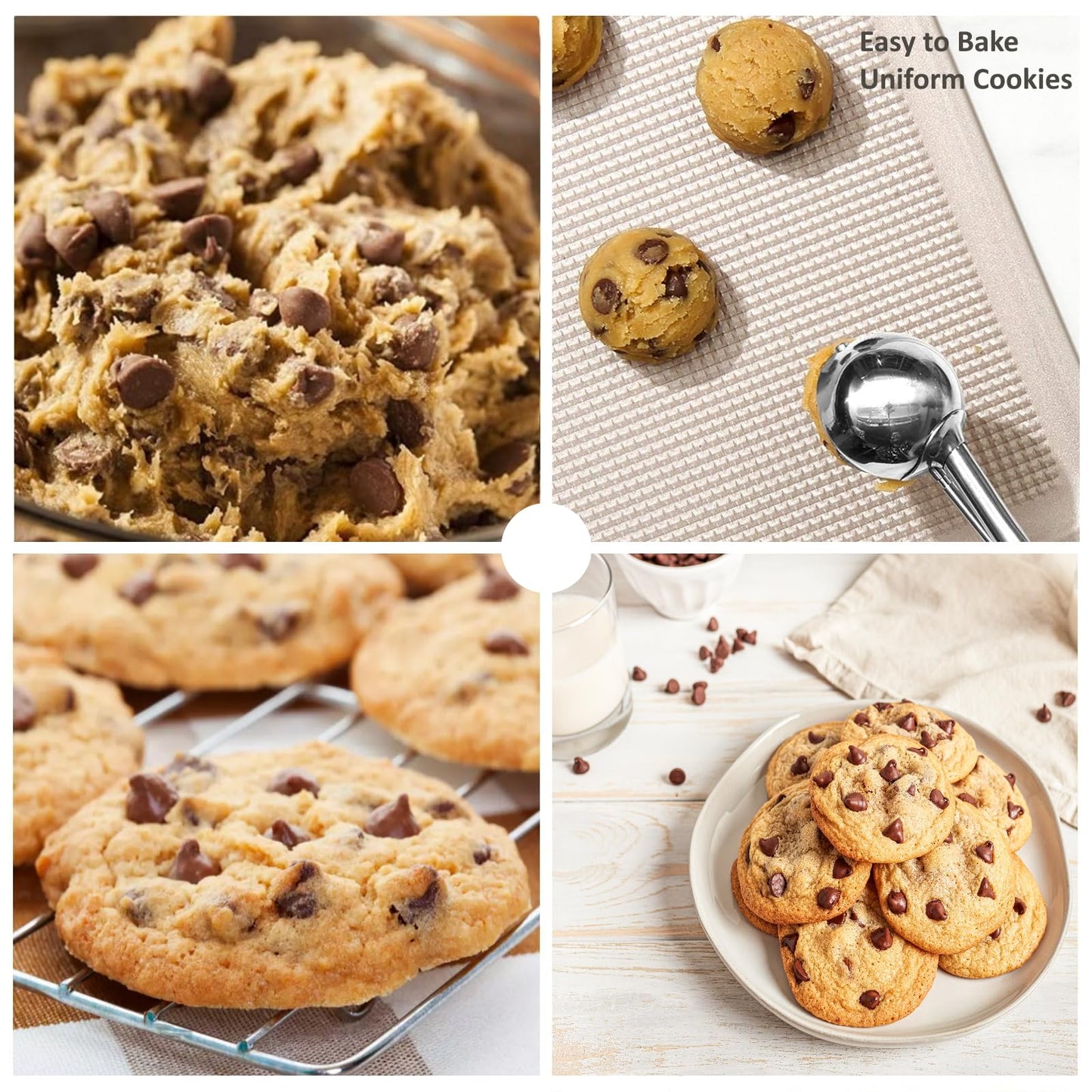 Cookie Scoop Set, 3Pcs Ice Cream Scoop, Cookie Scoops for Baking Set of 3, 18/8 Stainless Steel Cookie Scooper for Baking, Ice Cream Scooper with Trigger Release, Mint Soft Grip Cookie Dough Scoop
