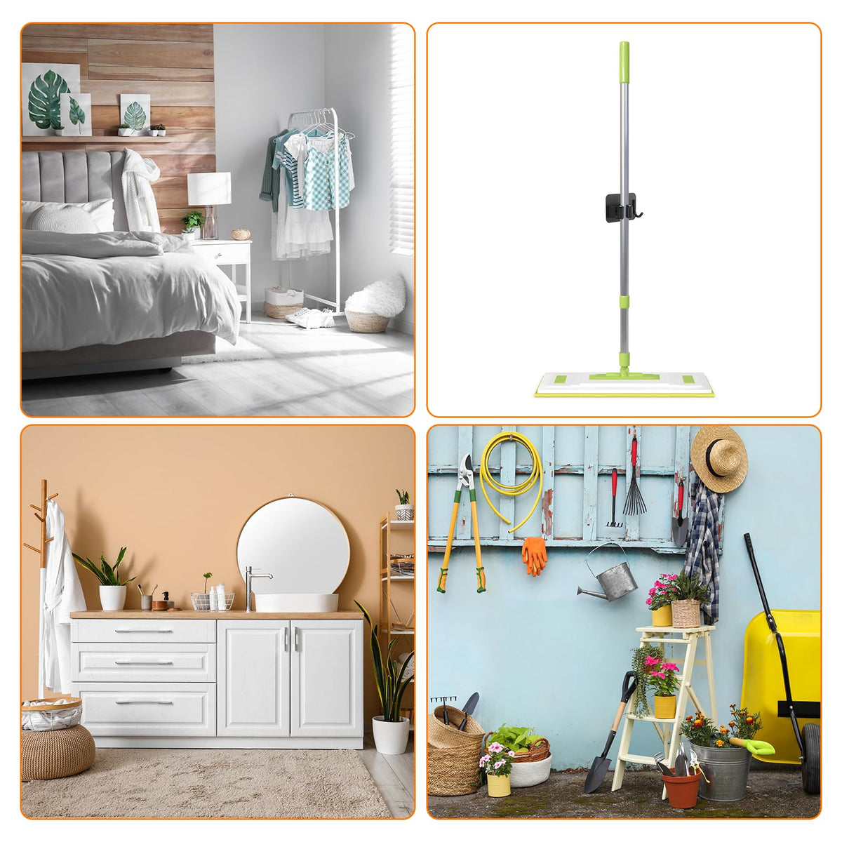 2pcs Mop Broom Holder Wall Mount