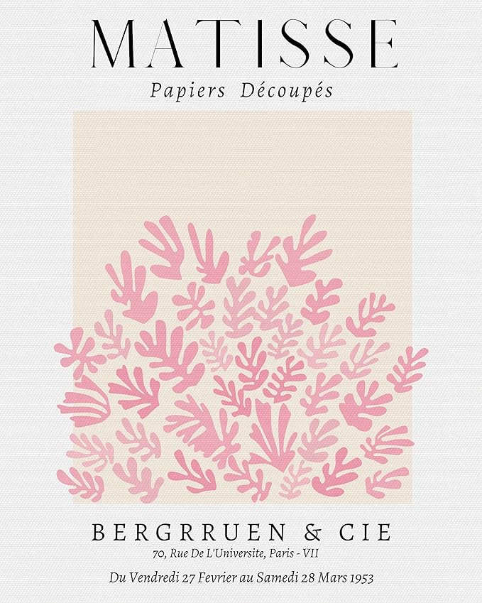 Matisse Art wall Décor Set of 3,Unframed sage Pink wall art,Truly Quality Canvas Prints for 11x14in,Art poster decoration for kitchen, bathroom,living room,bedroom