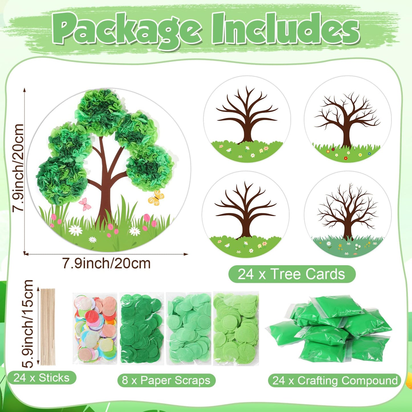 ZOIIWA Spring Poke-in Craft Kit Make Your Own Springtime Tree Ornament Spring Tree Crafts Kit Summer Poking Art Decor for Home Creative Activity Art Project Birthday Party Decor Supplies 24 Sets