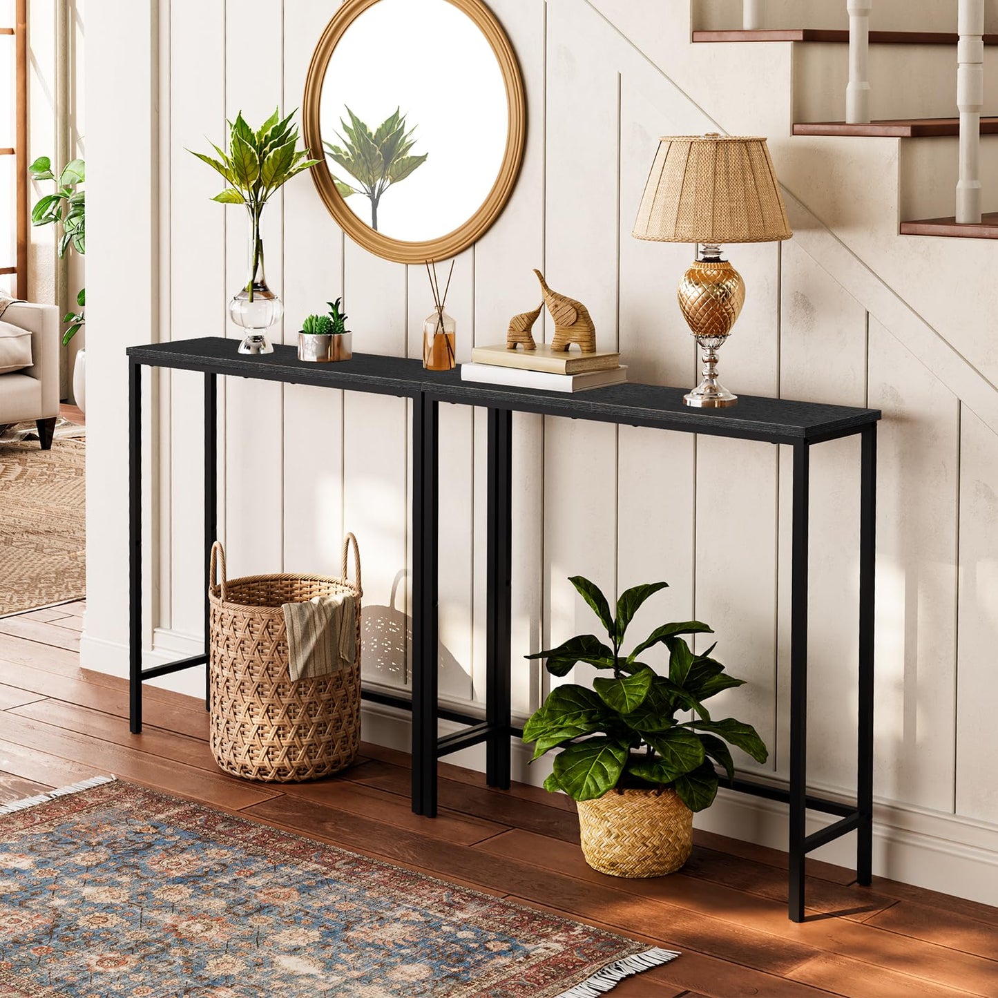 HOOBRO Console Table and Floating Shelves Bundle, 29.5" Small Entryway Table, Wall Mounted Shelf Set of 2, BK75XG01-BF60BJ01