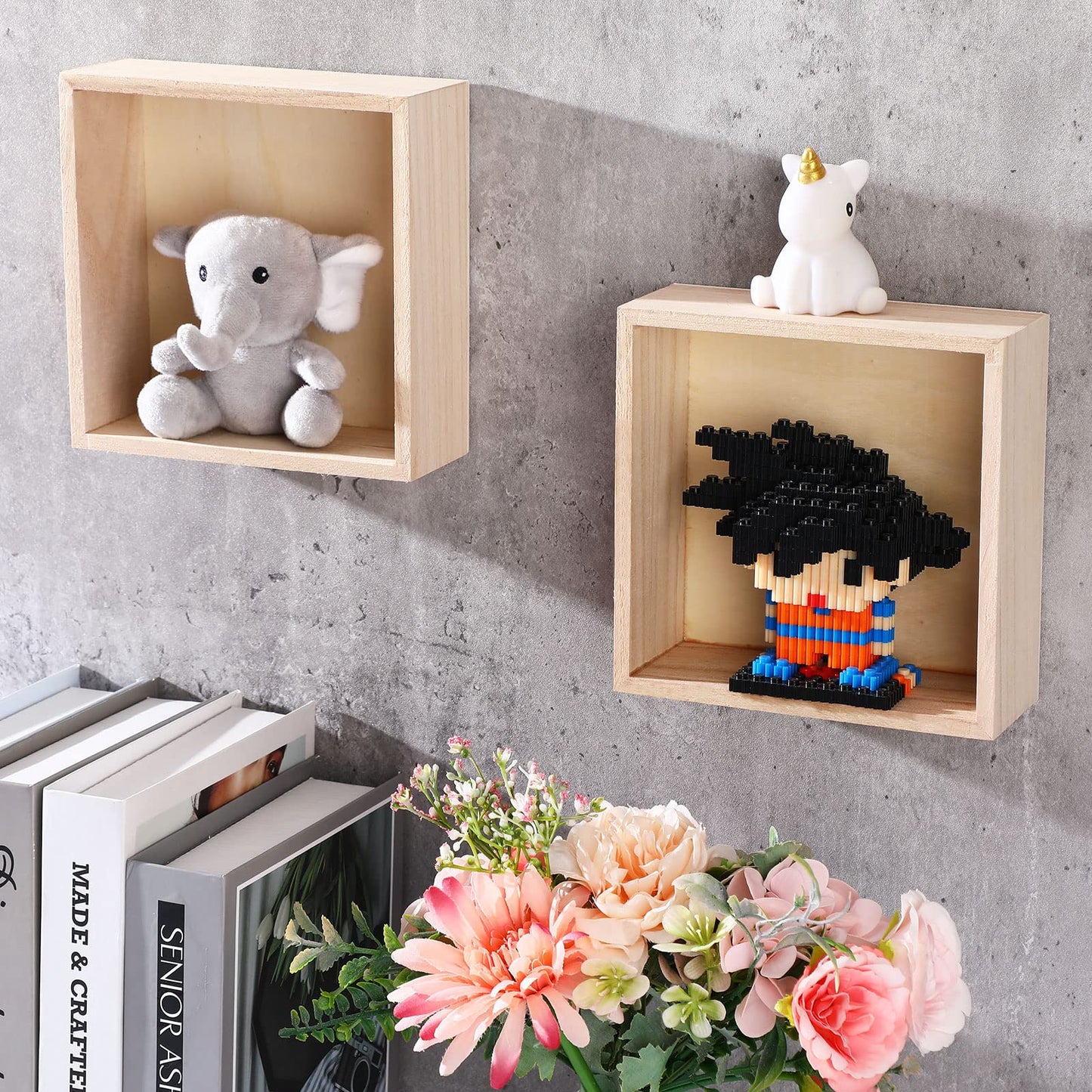 Yookeer 16 Pack Unfinished Wooden Box, 6 x 6 Inch Square Rustic Wooden Box Craft Storage Organizer for Storage, Art Collectibles, Home Decor, Desktop Decor, Plant Pot, Drawer, DIY Craft