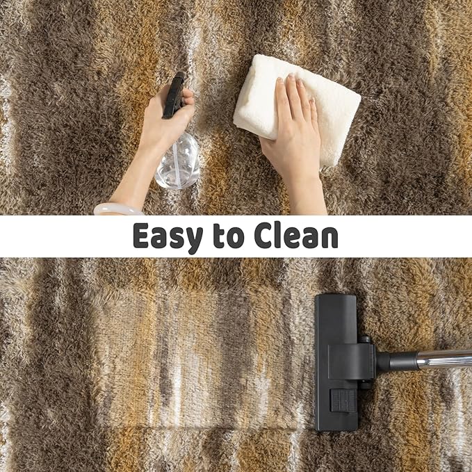 Soft Runner Rugs for Bedroom Hallways, 2x4 Abstract Brown Fluffy Shag Throw Area Rug Non Slip for Bedside Dorm, Long Shaggy Furry Carpet for Nursery Living Room