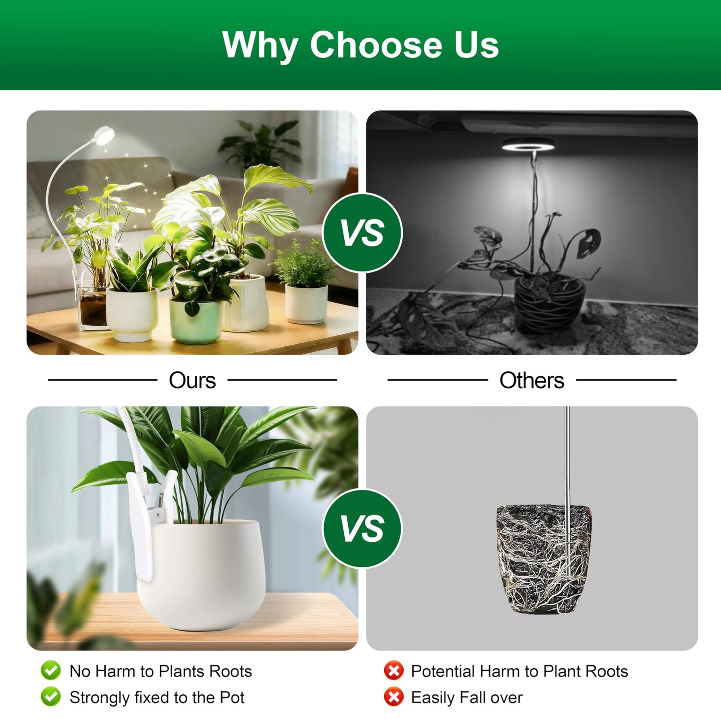 Hywyimlait Grow Lights for Indoor Small Plants, Pot Clip Plant Growing Lights, LED Full Spectrum, Grow Lamps with 4 Level Dimmable, Auto Timer 6/12/ 16 Hrs for Succulents, White 1 Pack