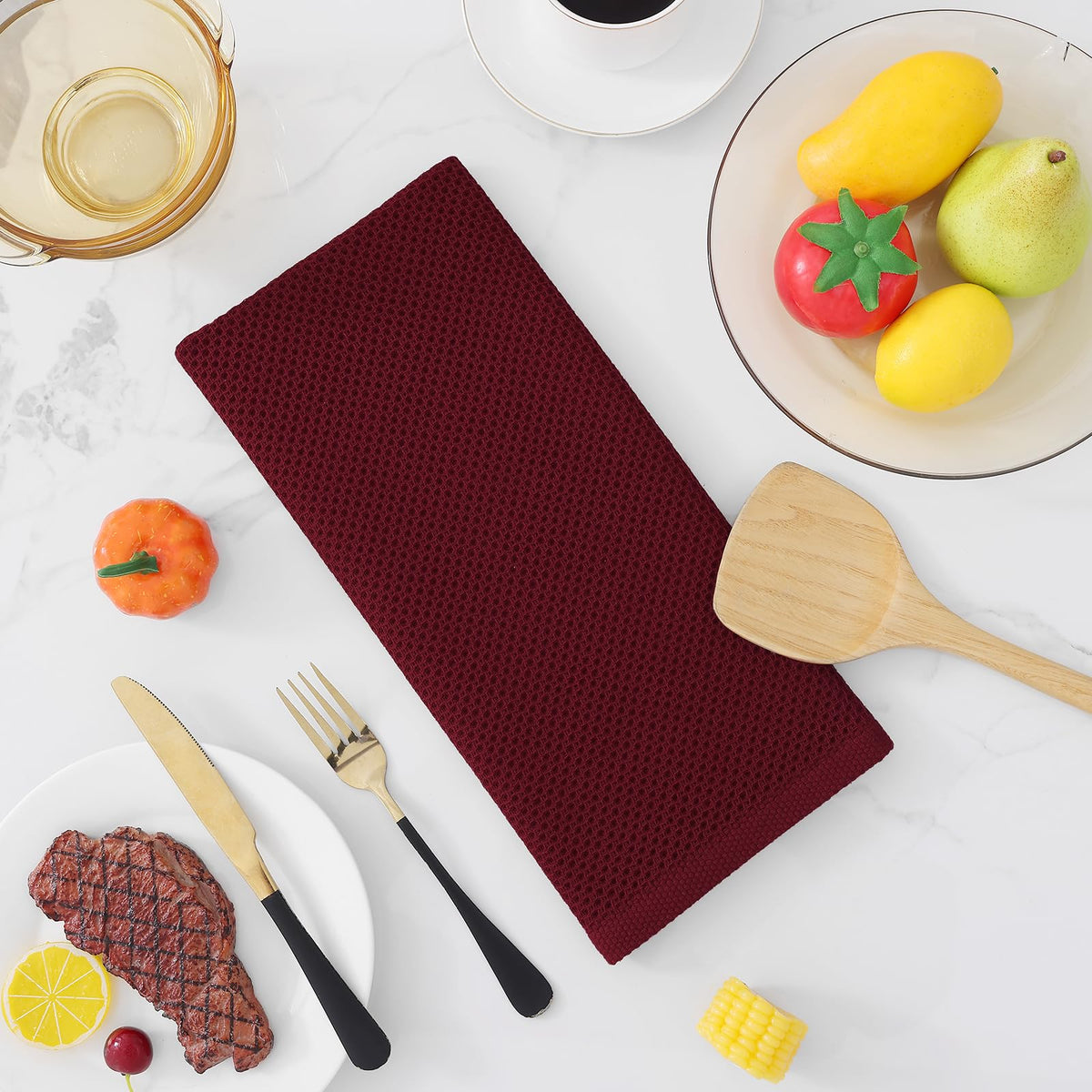 100% Cotton Waffle Weave Kitchen Dish Towels 6 (6 Count)