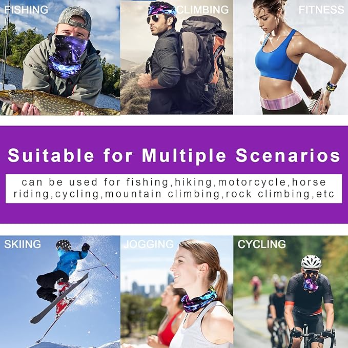 Sun Protection Face Mask Neck Gaiter - 9 Pack Breathable UV Protection Scarf for Men & Women, Hiking, Cycling, Fishing