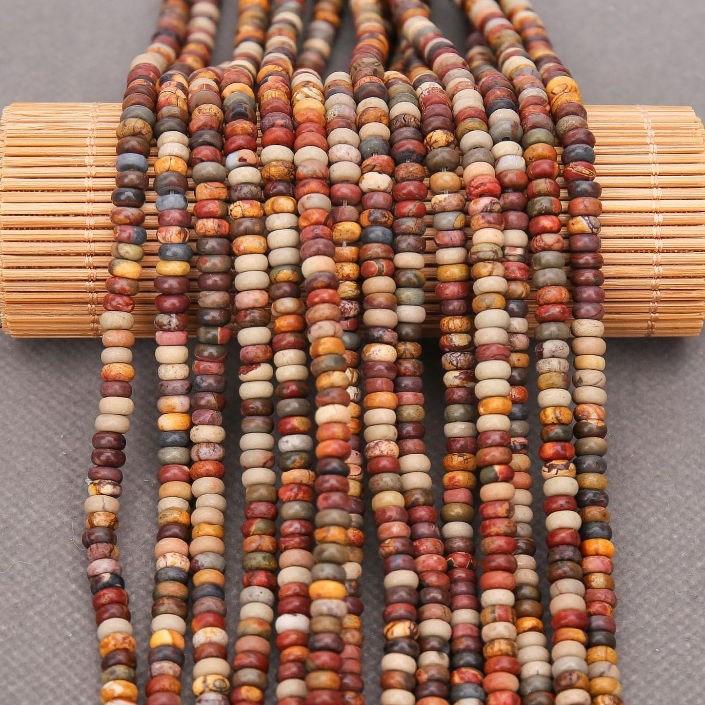 BONNY BOXX 1 Strand (150PCs) Natural 2 * 4mm Picasso Red Turquoise Rondelle Beads, Natural Abacus Disk Stone Beads Loose Spacer Gemstone for DIY Bracelet Necklace Jewelry Making