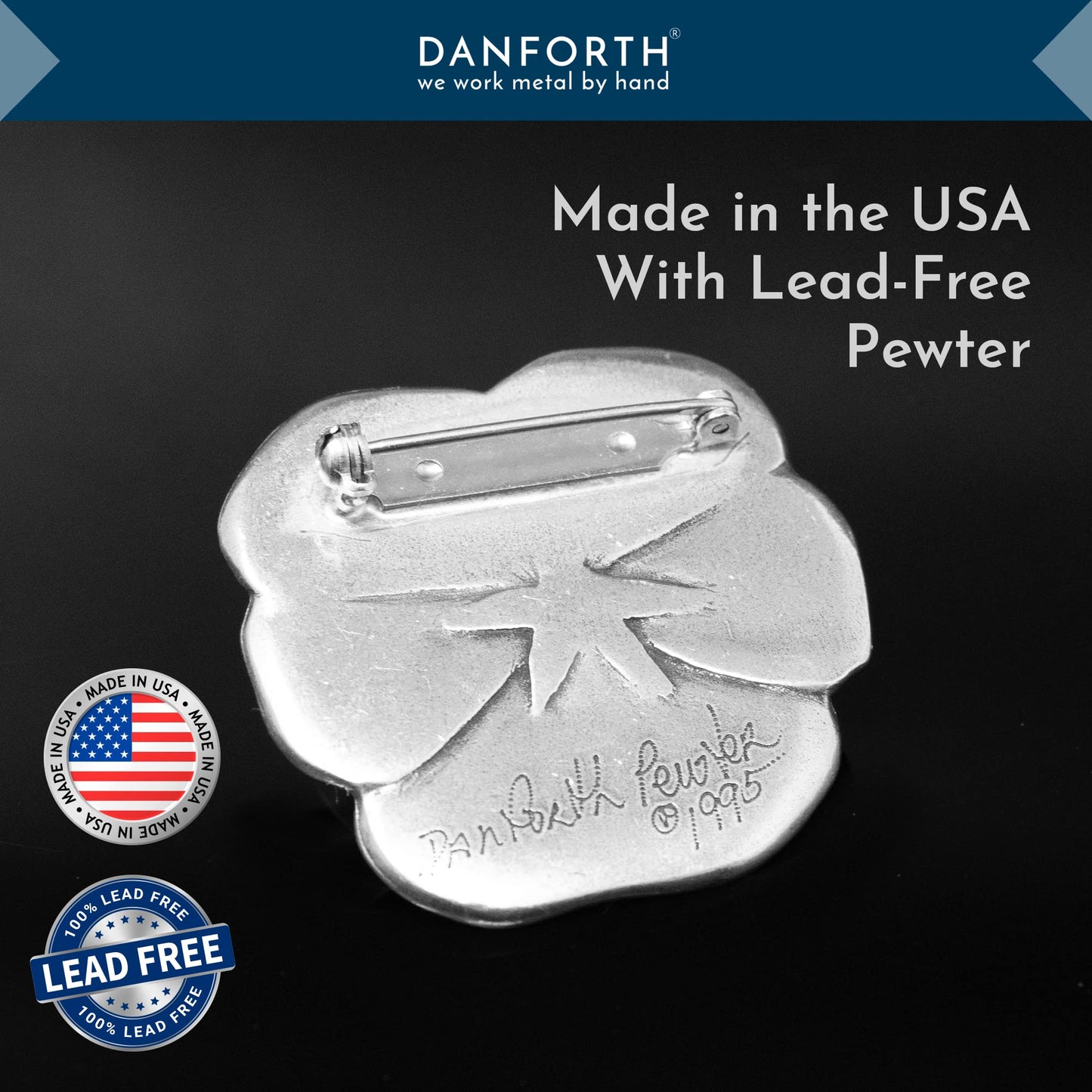 DANFORTH – Purple Pansy Brooch Pin – Handcrafted Pewter Brooch Pins For Women – 1 ¾” – Made In USA