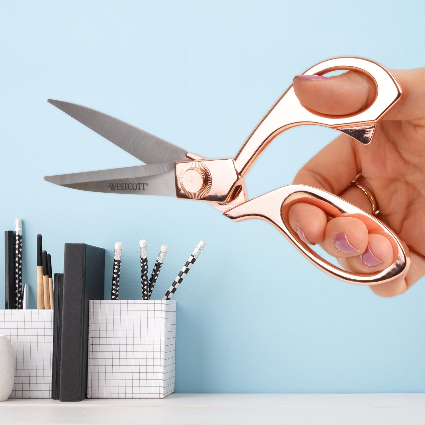 Westcott 16968 8-Inch Stainless Steel Rose Gold Scissors For Office and Home