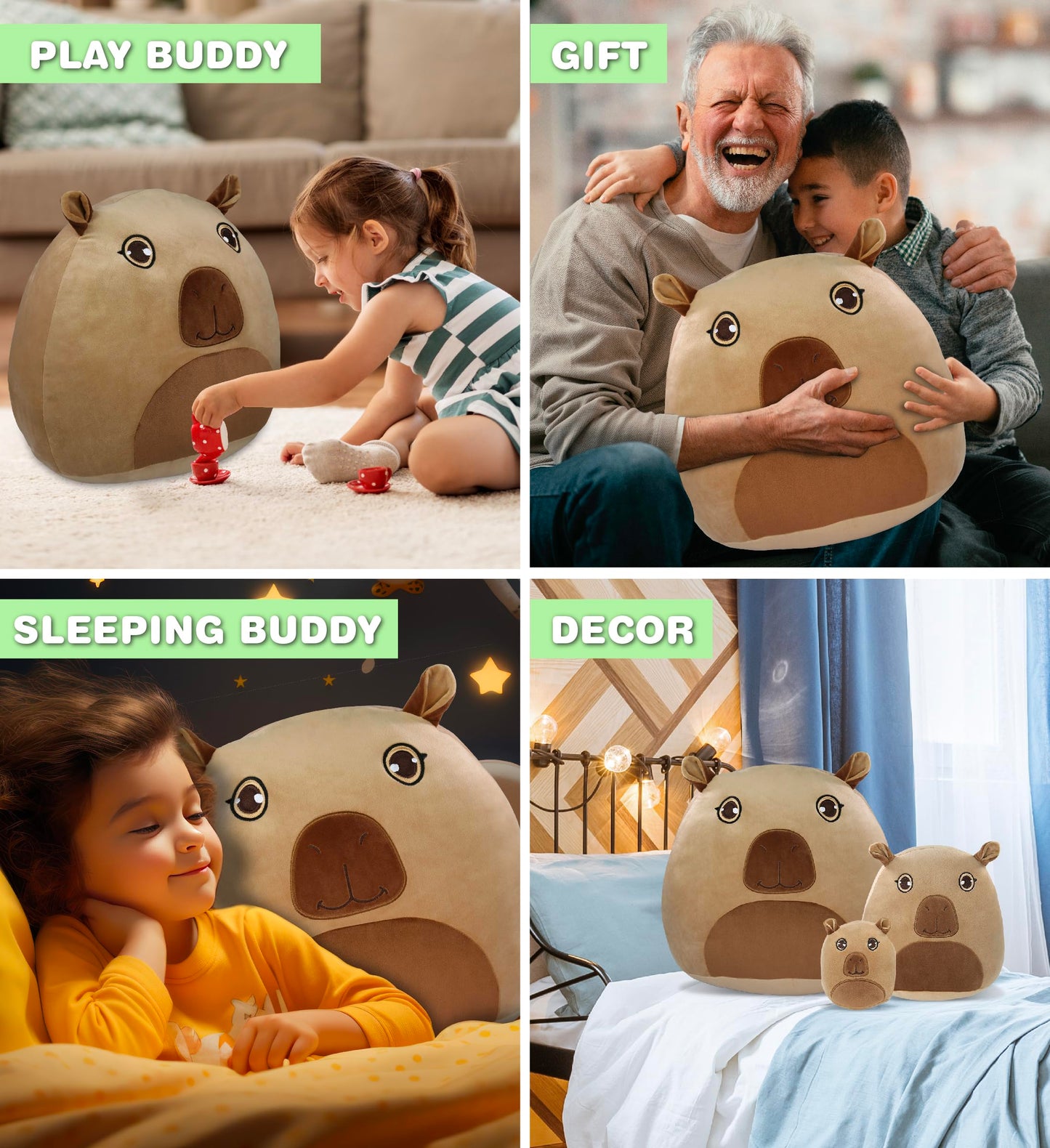 DolliBu Snug Mooshies Capybara Stuffed Animal Plush Toy - Large Cuddly Wild Life Super Squishy Soft Toys, Huggable Big Plush Animals for Girls and Boys, Cute Toy Animal Pillow for Kids - 17 inches