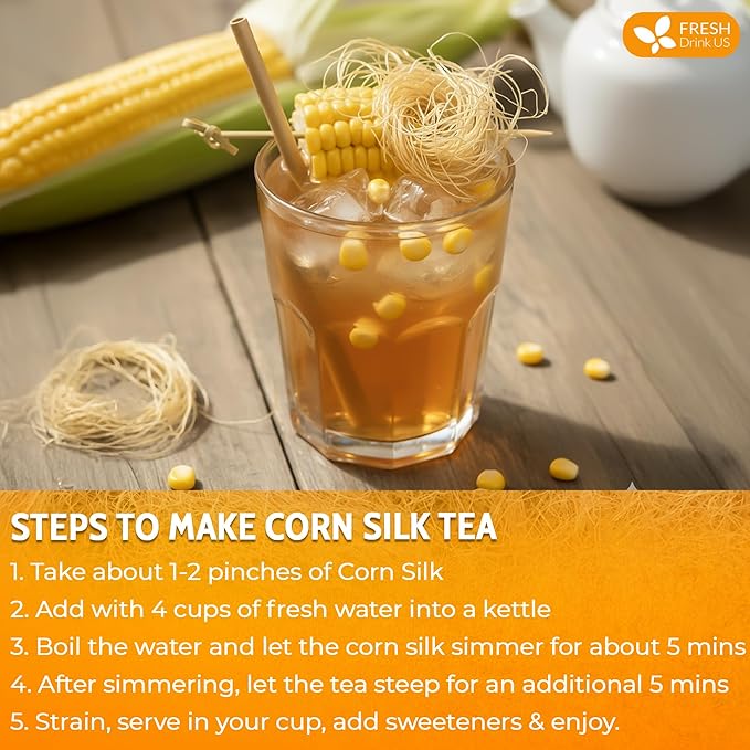FreshDrinkUS, Dried Corn Silk 20oz | Premium Whole Corn Silk for Tea & Herbal Infusions | Naturally Air-Dried, Non-GMO, Caffeine-Free | Perfect for Daily Herbal Tea, DIY Blends & Natural Brewing