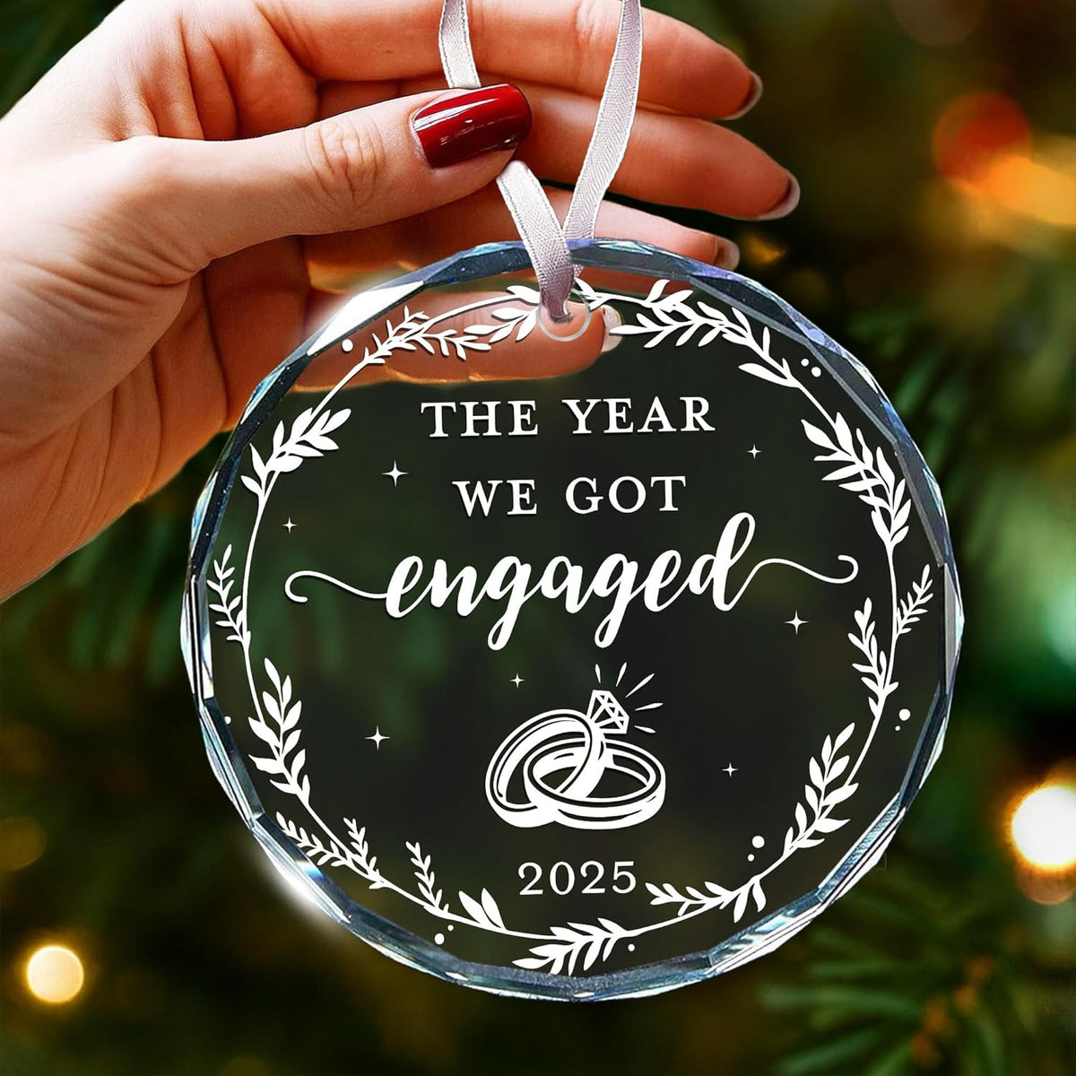 Engagement Ornament - Unique 2025 Engagement Gift for Couples, Celebratory First Christmas Engaged Ornament, Cool Keepsake for Bride to Be, Commemorating Our First Christmas Engaged in 2025