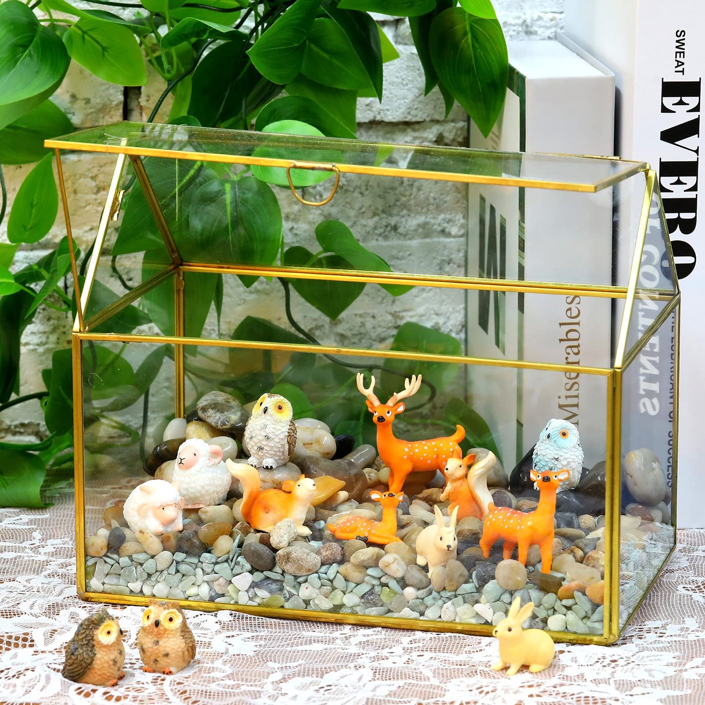 Skylety 12 Pcs Miniature Fairy House Garden Animals Fairy House Figurines Kit Mini Forest Animals Figures Tiny Resin Garden Accessories for Kids Craft Modeling Decor Micro Landscape