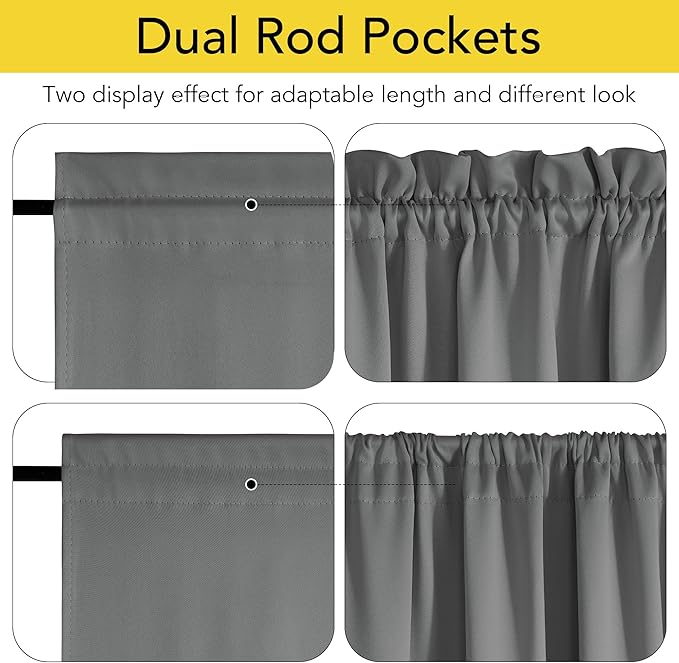 NICETOWN 100% Blackout French Door Curtain,Privacy Thermal Insulated Window Curtain with Adjustable Tieback for Glass Front Sliding Patio Door, 1 Panel, 36W x 72L, Grey