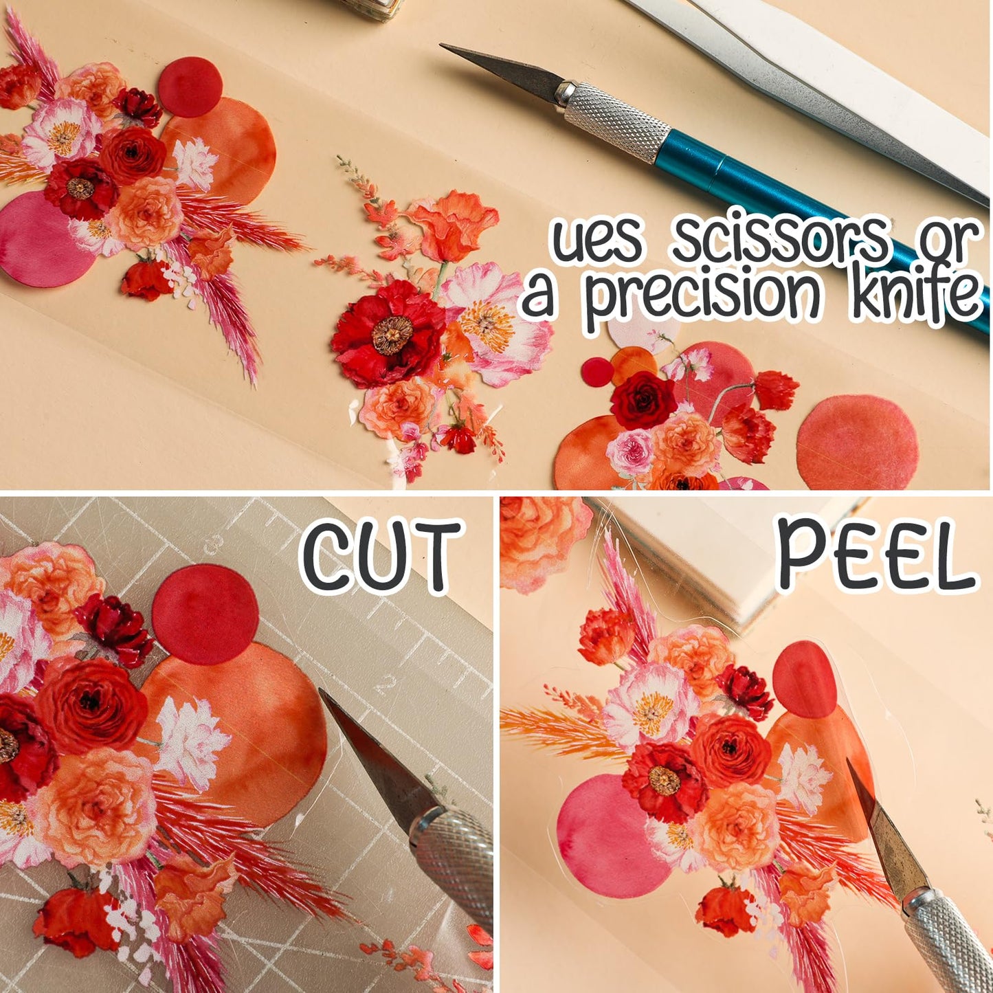 Cratey 12-Roll Floral PET Washi Tape Set & PET Stickers – Easy to Use for Journaling & Card Making, Ideal for Scrapbooking & Junk Journaling